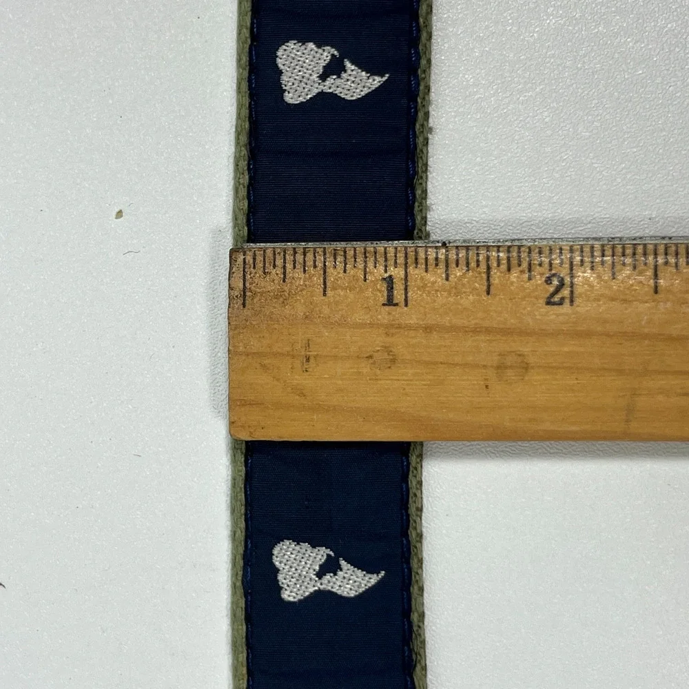 BLOCK ISLAND Belt Mens 34 Ribbon Webbing Leather Map Rhode Island Blue